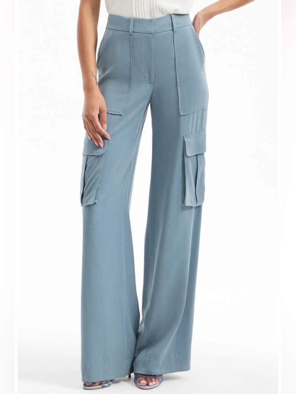 Veronica Beard Saul Pant Steel Blue Cargo Trousers